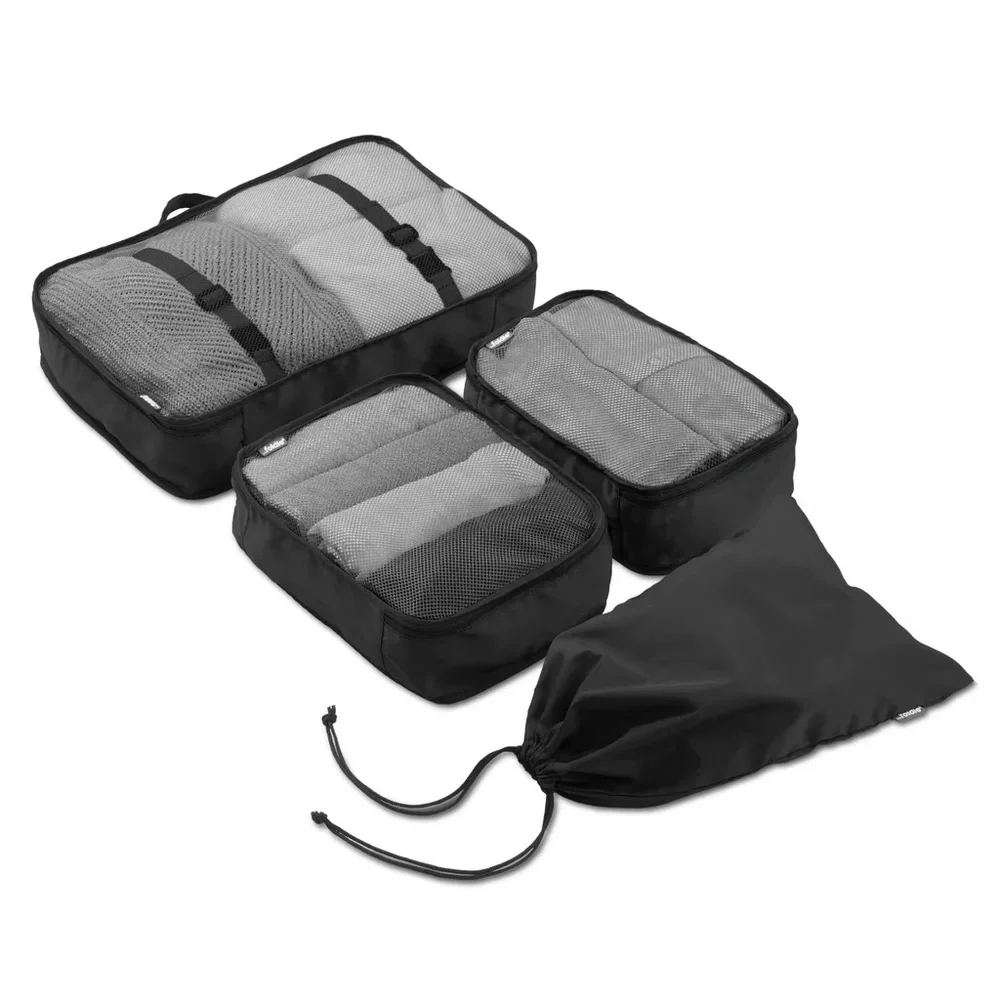Foldie Black Travel Bag AND Packing Cubes Set NWOT